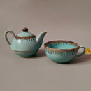 Ceramic Tea Kettle Set | Blue & Gold