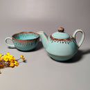 Ceramic Tea Kettle Set | Blue & Gold