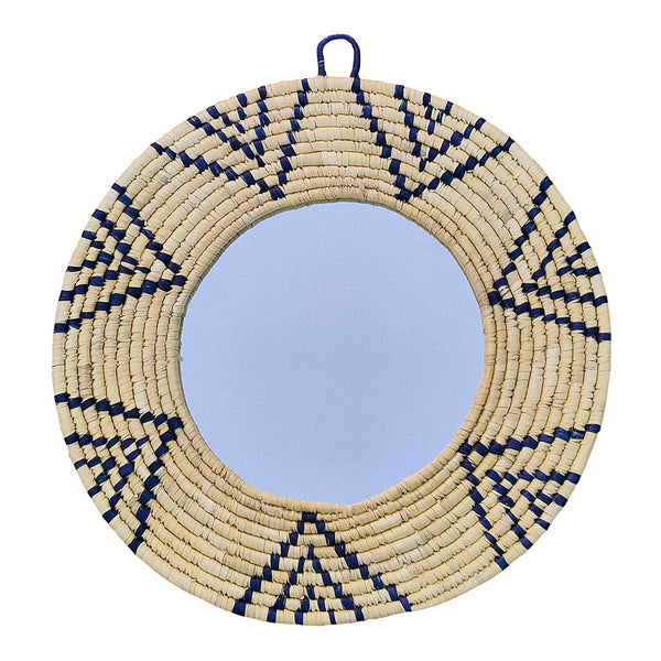 Moonj Grass Mirror | Golden & Blue | 38 cm