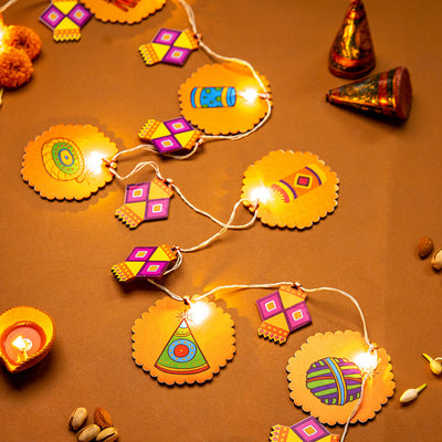 Designer Toran | Birch Wood | Light Bunting | Cracker & Lantern Design | 118 Inches