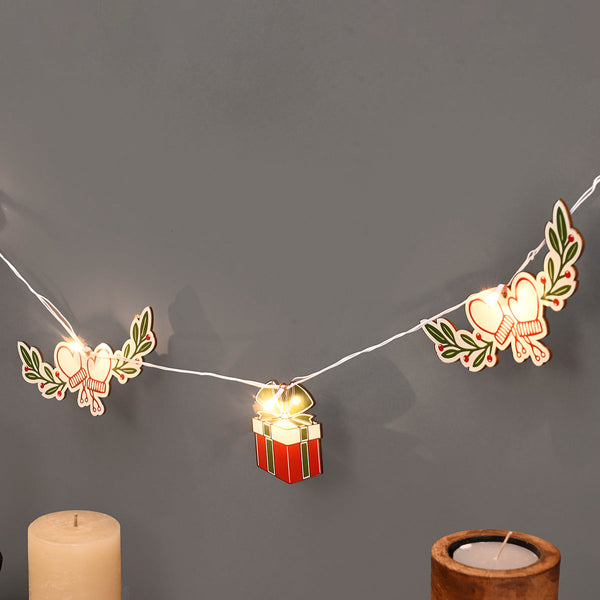 Decorative Light Bunting | Birch Wood | Gift & Gloves Design | Multicolour | 118 inches