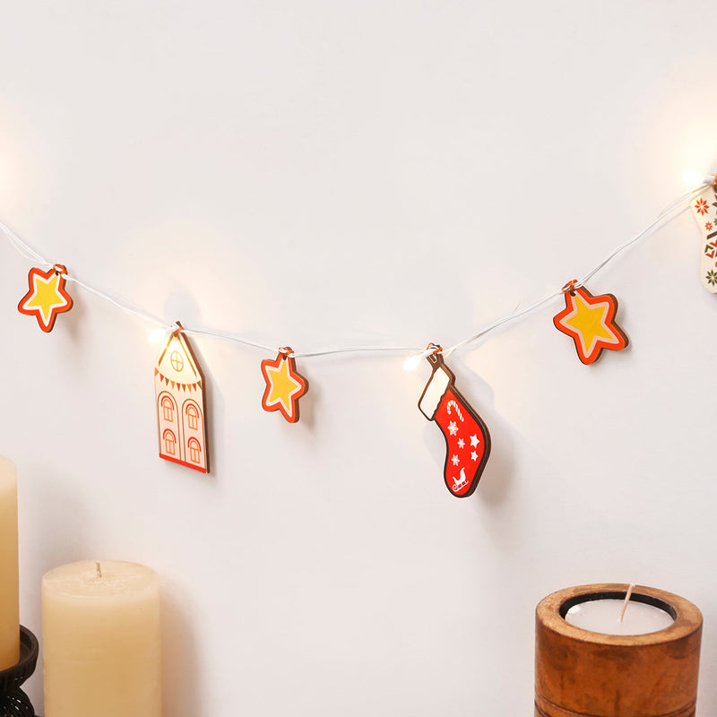 Decorative Light Bunting | Birch Wood | Bobble Gift & House Design | Multicolour | 118 inches