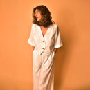 Cotton Co-Ord Set for Women | Shirt & Pants | White