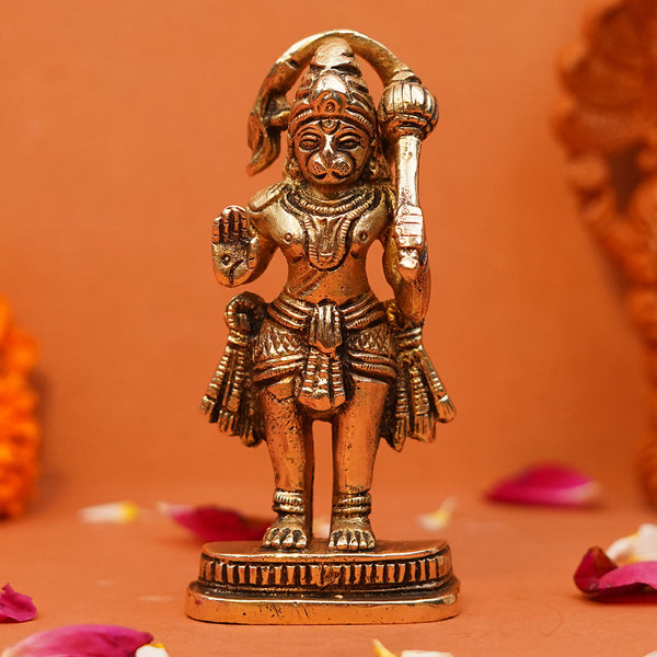 Brass Hanuman Idol | Gold | 10 cm