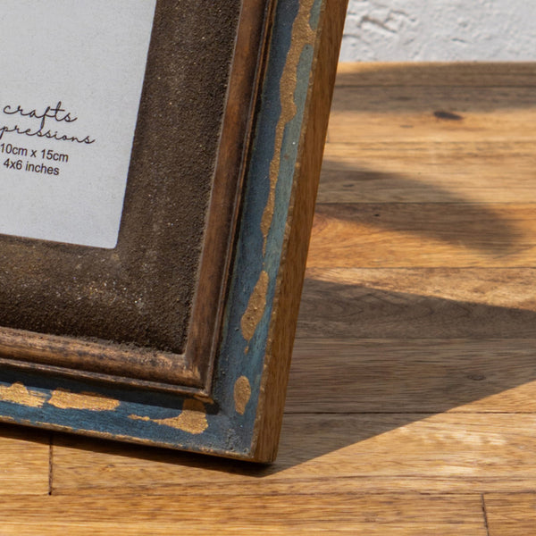 Wooden Photo Frame | Collectors Frame | Blue & Brown | 4 x 6 inches