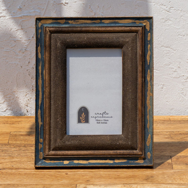 Wooden Photo Frame | Collectors Frame | Blue & Brown | 4 x 6 inches