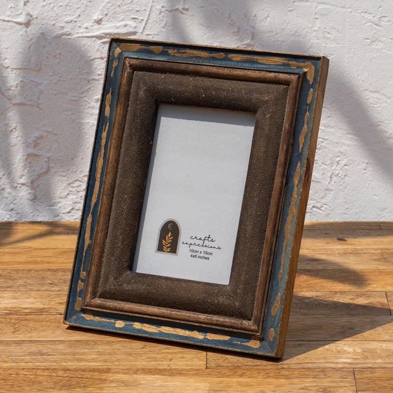 Wooden Photo Frame | Collectors Frame | Blue & Brown | 4 x 6 inches