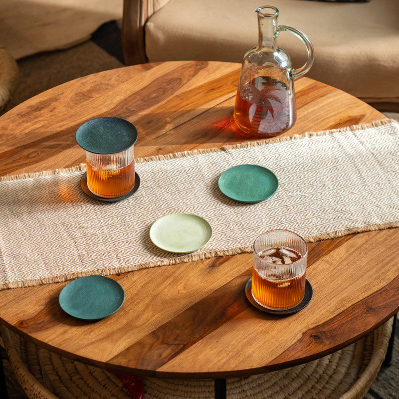 Mango Wood Coasters | Monsoon Coaster | Teal | Set of 6