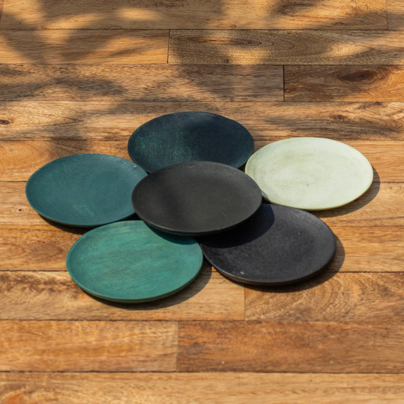 Mango Wood Coasters | Monsoon Coaster | Teal | Set of 6