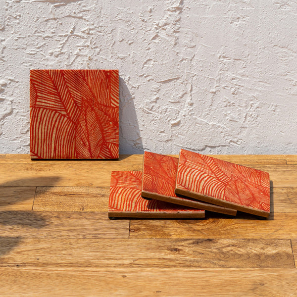 Wooden Coasters | Palash | Orange | Set of 4