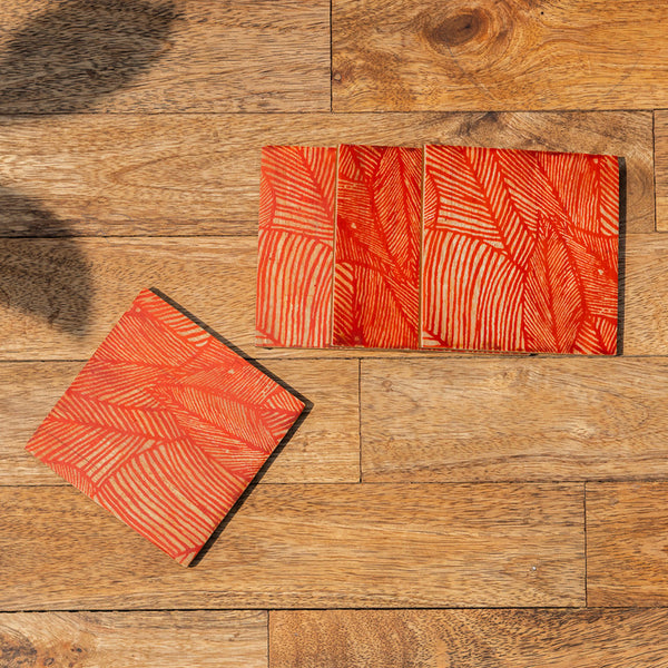 Wooden Coasters | Palash | Orange | Set of 4