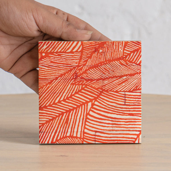 Wooden Coasters | Palash | Orange | Set of 4