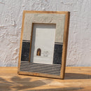 Wooden Photo Frame | Stripes Frame | Grey & Green | 5 x 7 inches