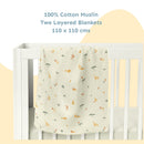 Cotton Muslin Baby Blanket | for Summers | Savanna Design | Off-White | 110 x 110 cm