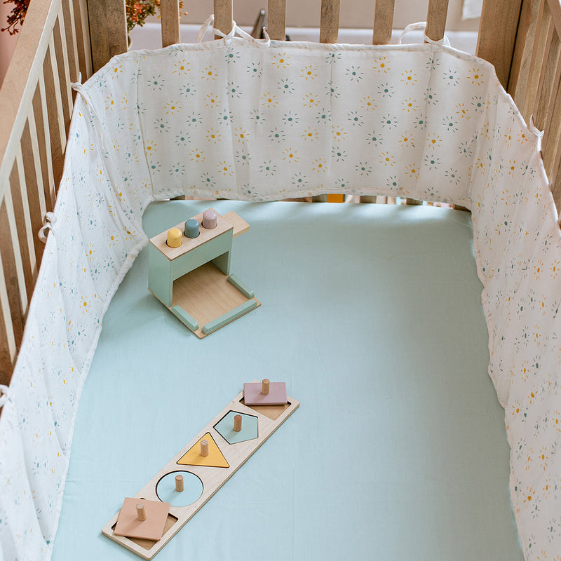 Cotton Muslin Baby Cot Bumper | Sun Design | Multicolour