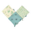 Cotton Baby Washcloths | Starfish, Shell & Undersea Design | Multicolour | Set of 3