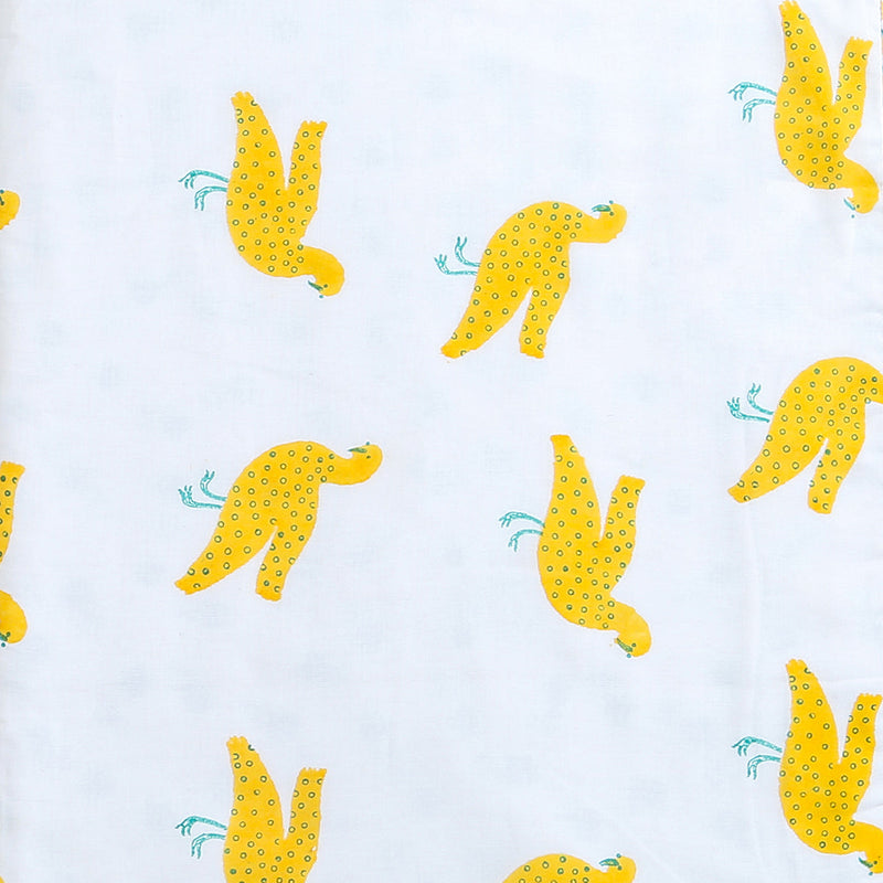 Cotton Dohar Blanket for Kids | Duck Print | Yellow