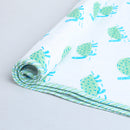 Cotton Dohar Blanket for Kids | Turtle Print | Light Green