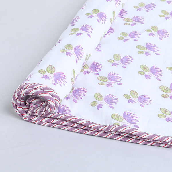 Cotton Dohar Blanket for Kids | Lotus Print | Pink