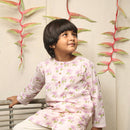 Cotton Kurta for Kids | Lotus Print | Purple