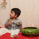 Cotton Kurta for Kids | Marigold Print | Grey
