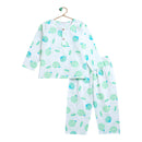 Cotton Night Suit for Kids | Shell Print | Sea Green