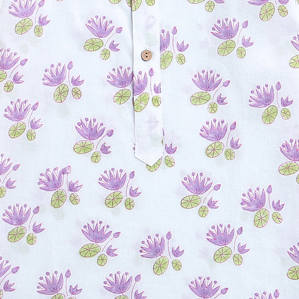 Cotton Night Suit for Kids | Lotus Print | Purple