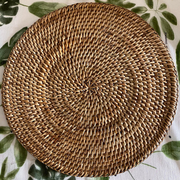 Cane Table Mat | Round Placemat | Beige | 33 cm