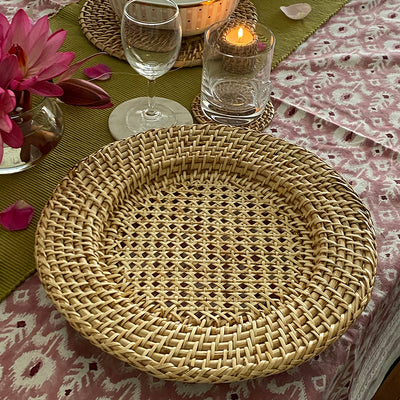 Cane Charger Plate | Beige | 33 cm