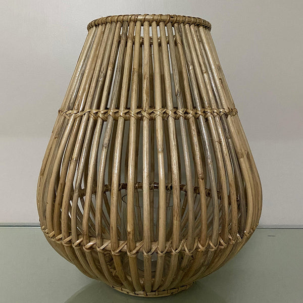 Cane Lantern Table Lamp | Beige | 38 cm