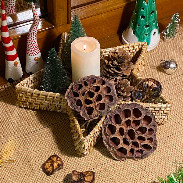 Cane Storage Organiser Tray | Star Shape | Beige | 25 cm