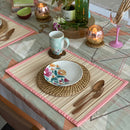 Bamboo Table Mats | Placemats | Beige & Coral | 48 cm | Set of 2