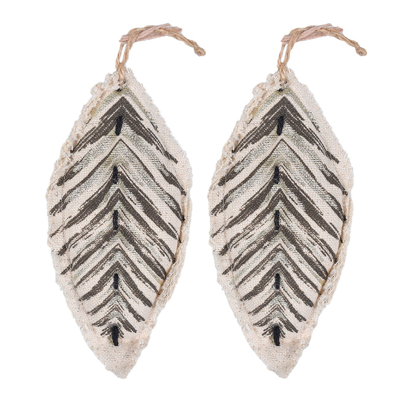 Designer Wall Hanging | Leaf Shape | Forest Green | Set of 2.