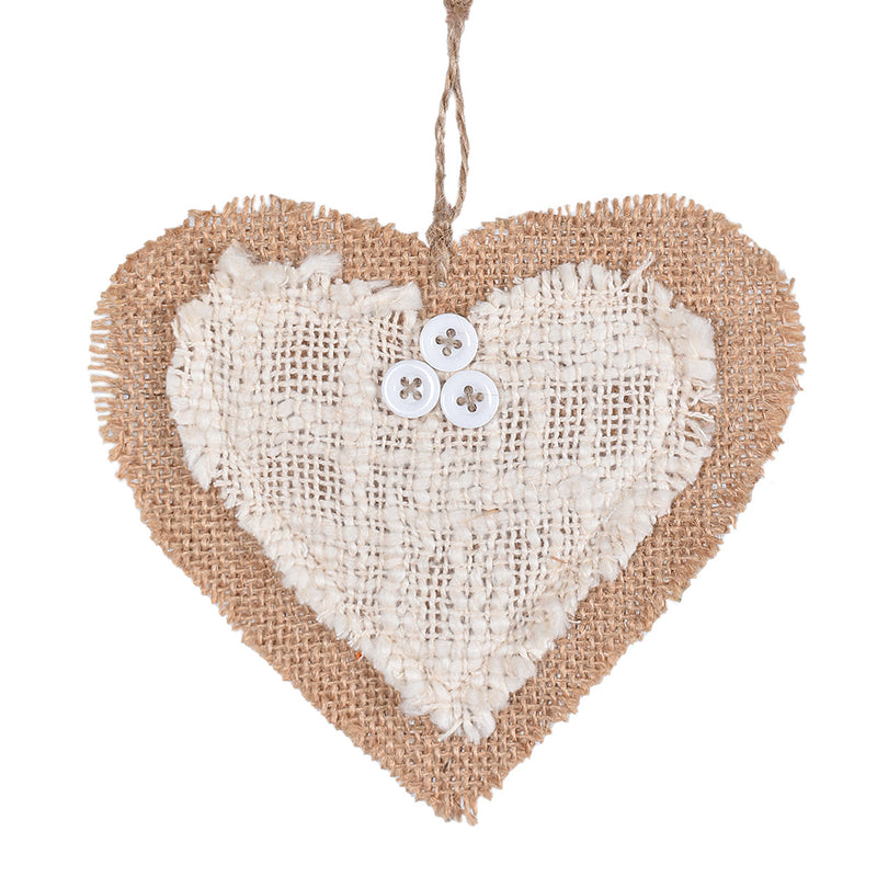 Designer Wall Hanging | Heart Shape | Ivory & Brown | Set of 2.