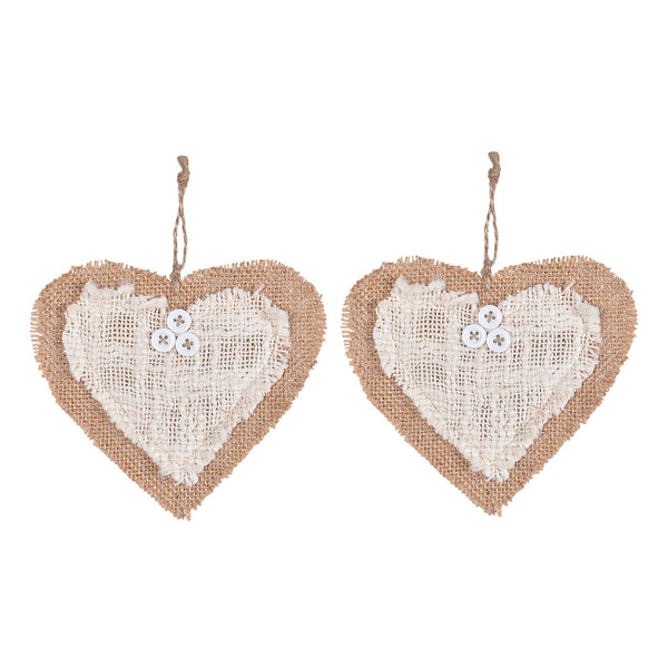 Designer Wall Hanging | Heart Shape | Ivory & Brown | Set of 2.