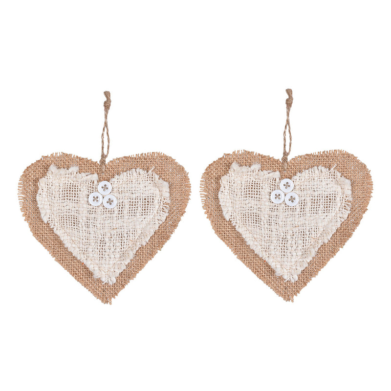 Designer Wall Hanging | Heart Shape | Ivory & Brown | Set of 2.