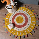 Cotton Round Rug | Hanging Tassels | Yellow