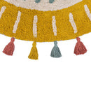 Cotton Round Rug | Hanging Tassels | Yellow