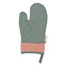 Cotton Kitchen Linen Set | Microwave Glove & Pot Holder | Green & Pink | Set of 2