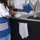 Cotton Kitchen Linen Set | Microwave Glove & Pot Holder | Teal & Grey | Set of 2