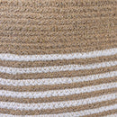 Cotton & Jute Laundry Storage Basket | Striped Design | Beige & White