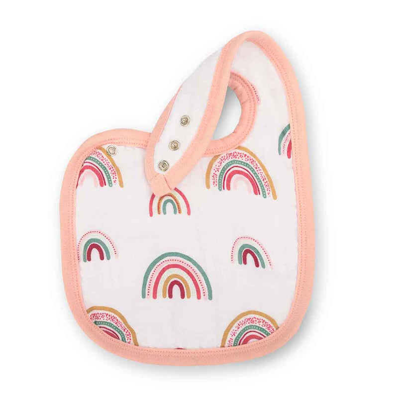 Cotton Muslin Baby Bibs | Rainbow Design | Multicolor | Set of 2