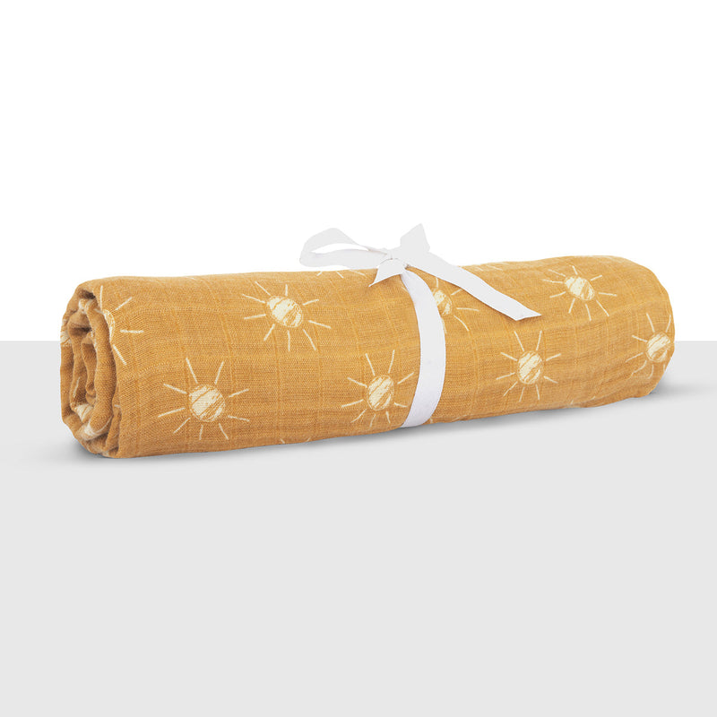 Cotton Muslin Swaddle for Baby | Sun Design | Yellow