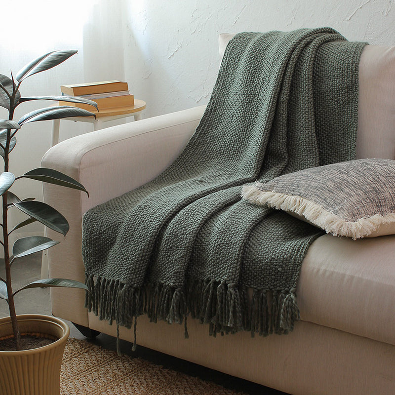 Cotton Throw for Sofa | Woven Design | Gray