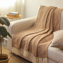 Cotton Sofa Throw Blanket | Woven Design | Brown