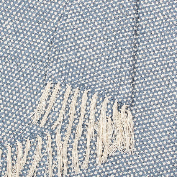 Cotton Throw for Sofa | Woven Design | Dark Blue