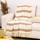 Cotton Sofa Throw Blanket | Woven Design | Brown