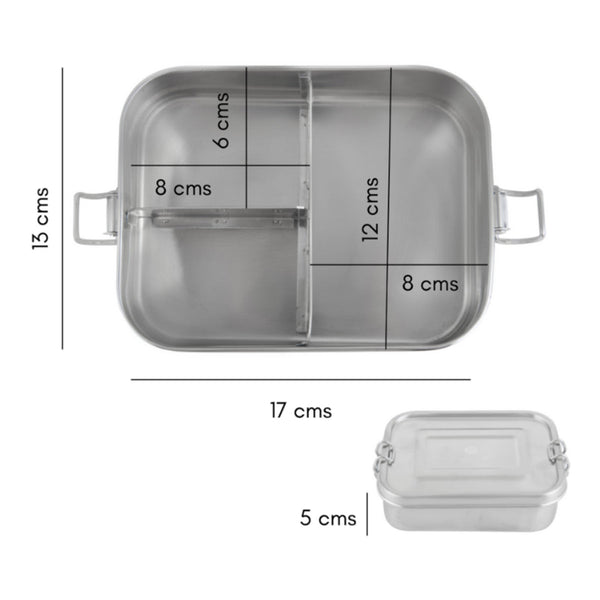 Stainless Steel Lunch Box for Kids | Bento Box | Silver | 750 ml