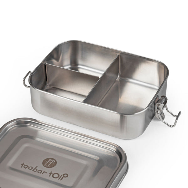 Stainless Steel Lunch Box for Kids | With Cover & Napkin | Silver | 750 ml