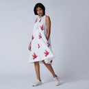 Cambric Cotton Dress for Women | Handblock Print | Red & White